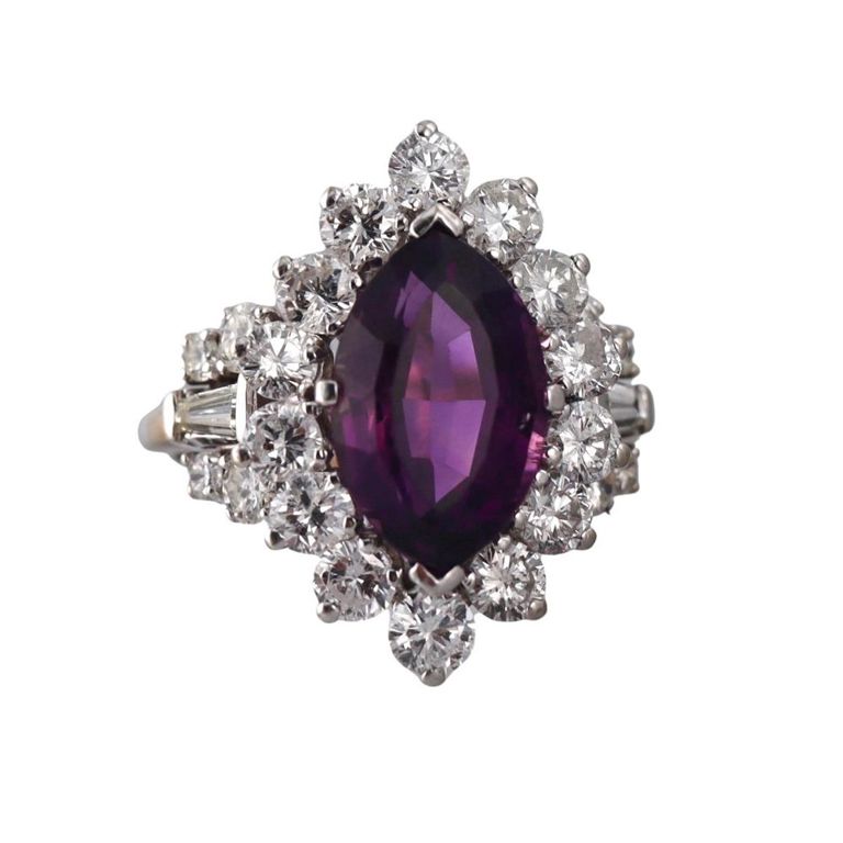 14k Gold Diamond and Amethyst Ring