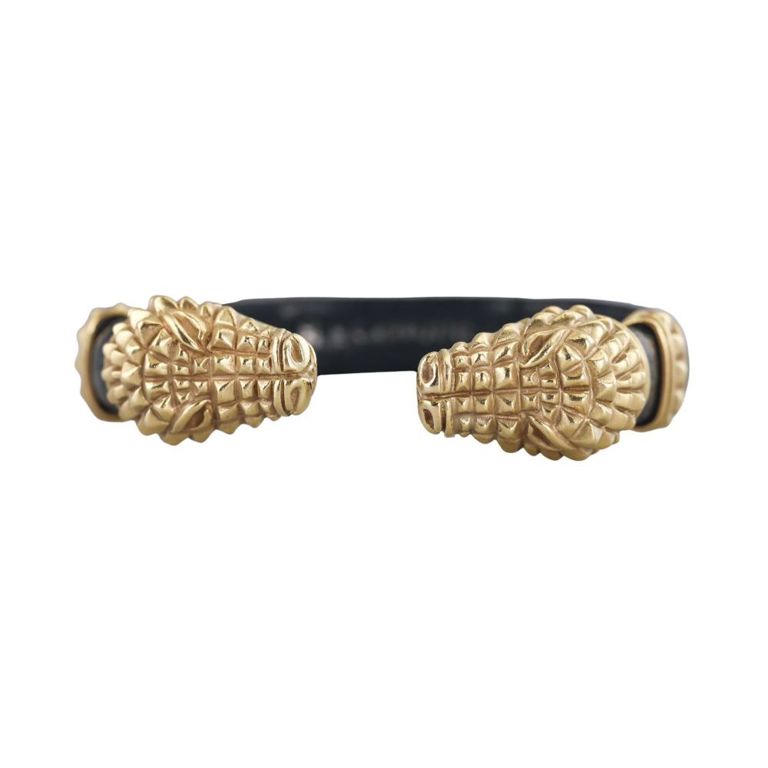 18k Gold Leather Cuff Bracelet