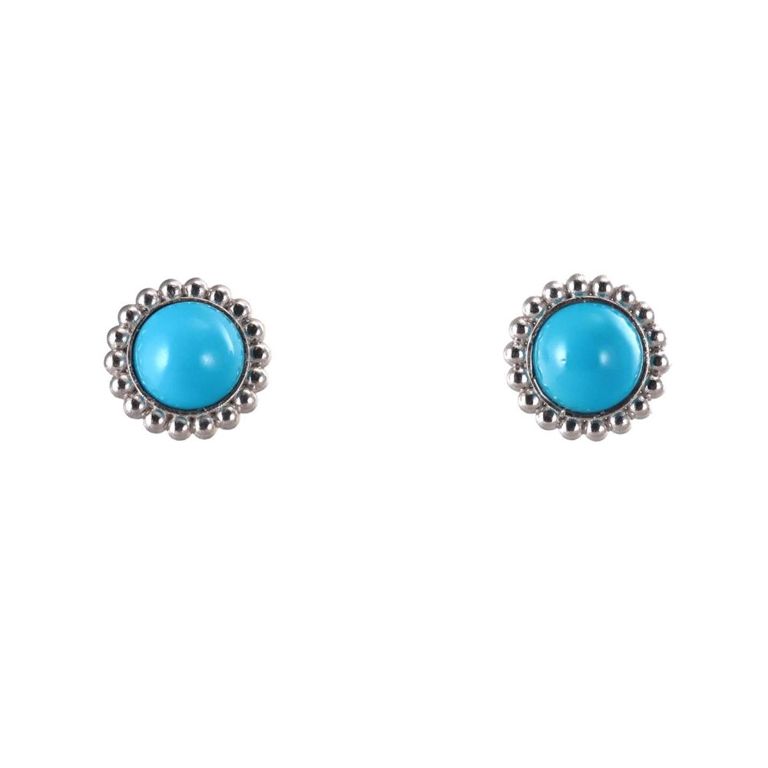 Platinum Turquoise Stud Earrings