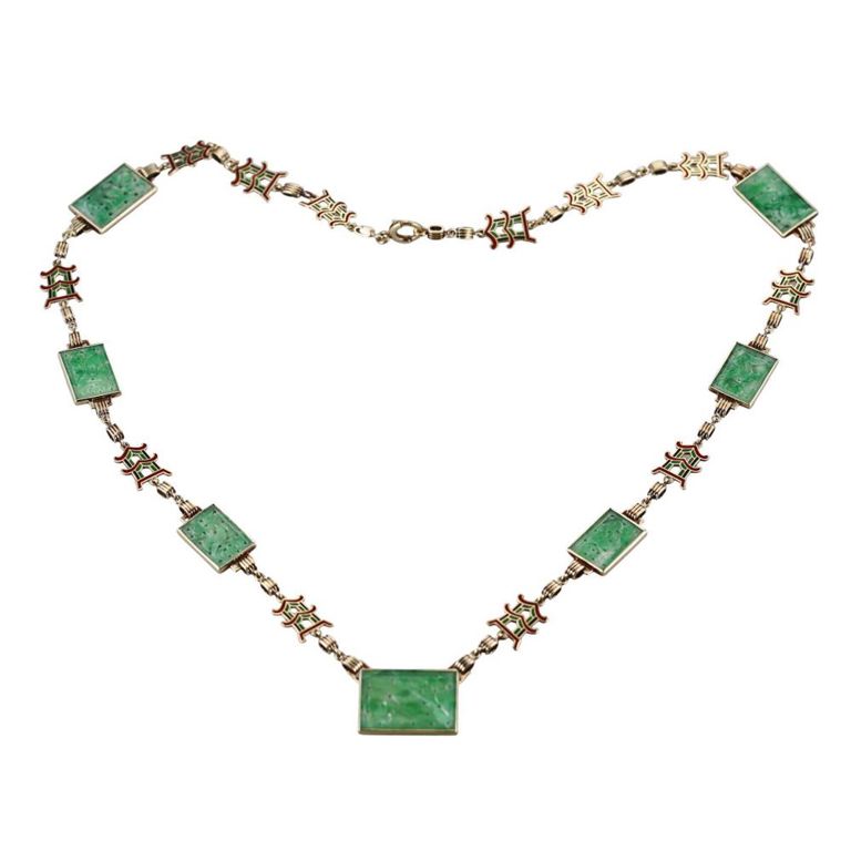 14k Gold Jade Necklace