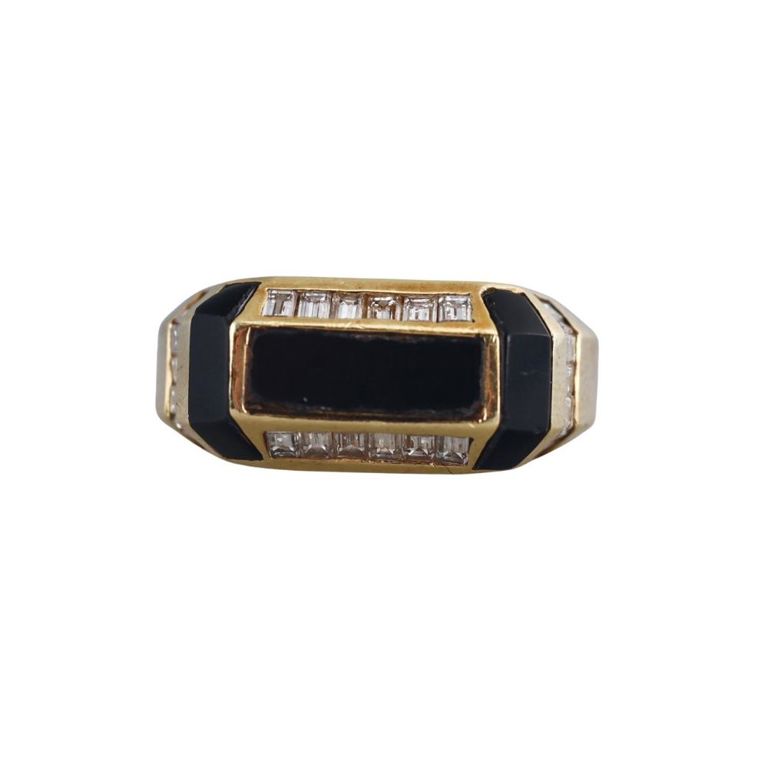 18k Gold Diamond Onyx Ring