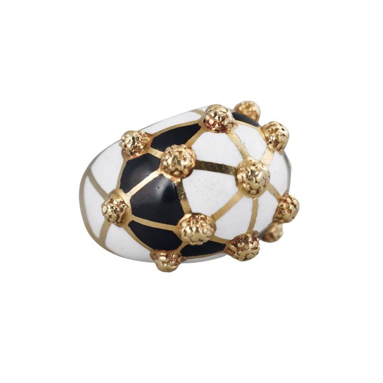 18k Gold Enamel Dome Ring