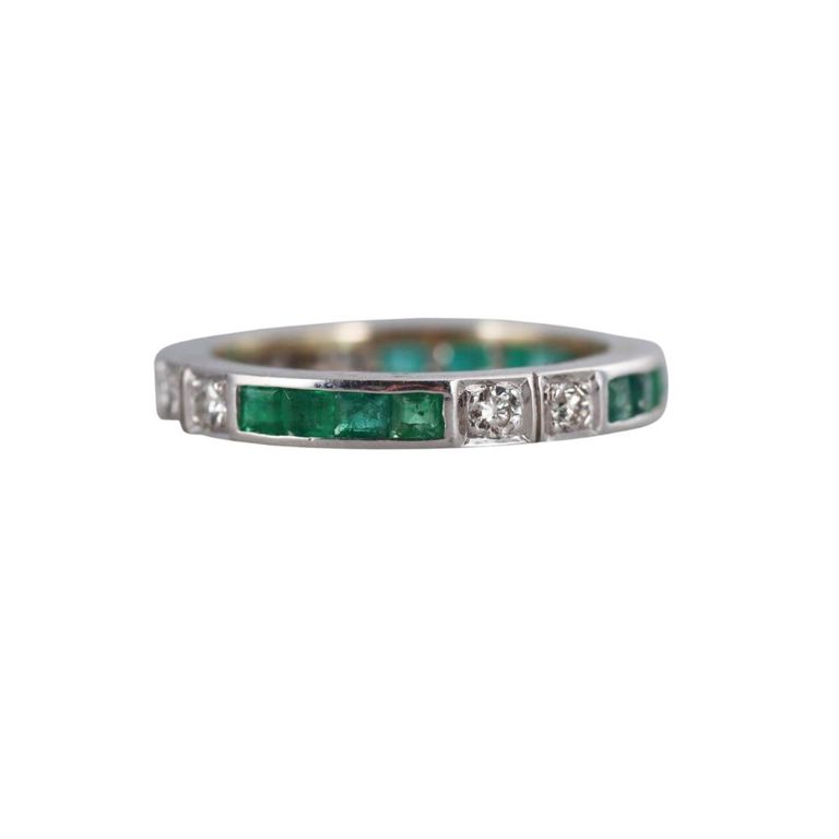 18k Gold Diamond Emerald Ring