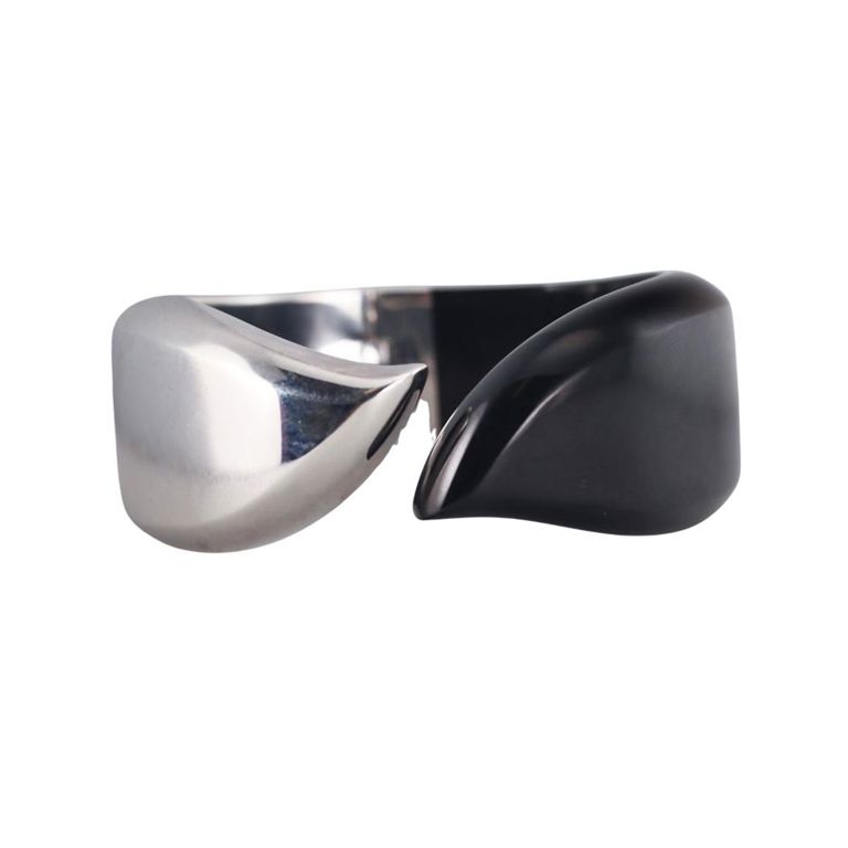 Sterling Silver Black Jade Cuff Bracelet