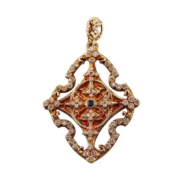 18k Gold Tourmaline and Diamond Pendant