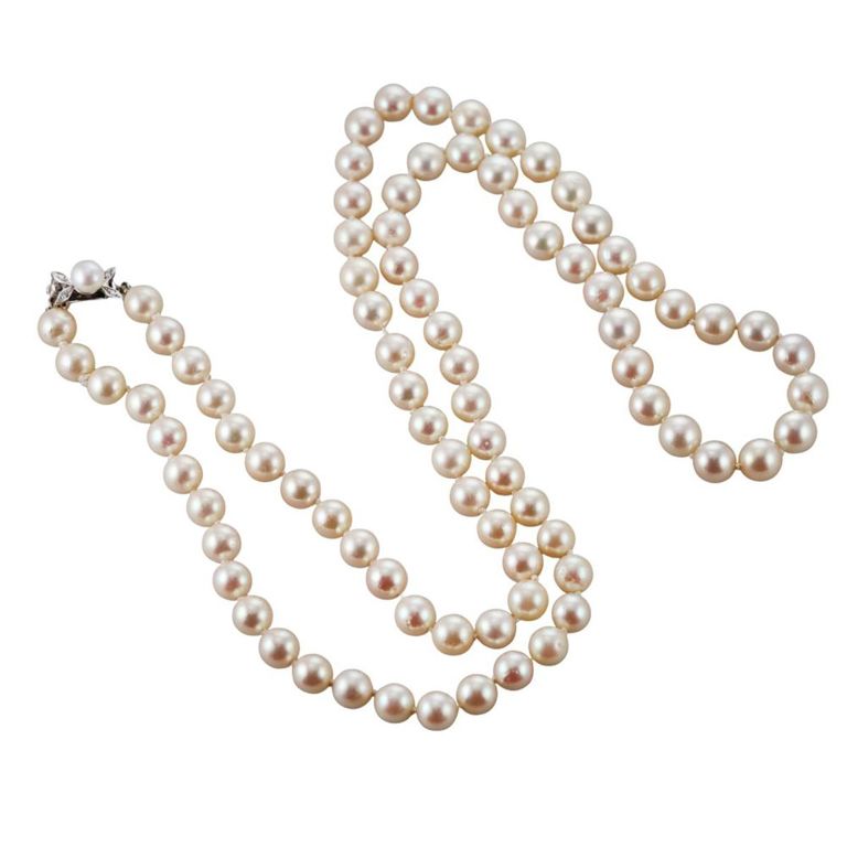 14k Gold Diamond and Pearl Necklace