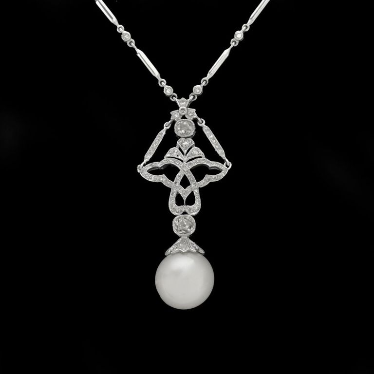 18k Gold and Platinum Gemstone Pendant Necklace