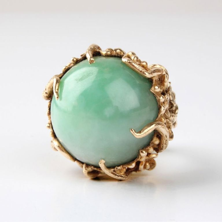 14k Yellow Gold Jade Ring