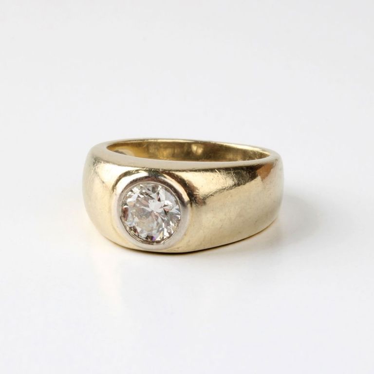 14k Yellow Gold Diamond Gypsy Ring