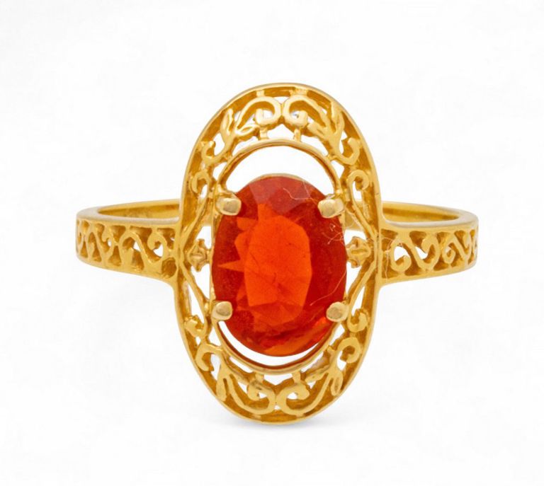 14k Yellow Gold Fire Opal Ring