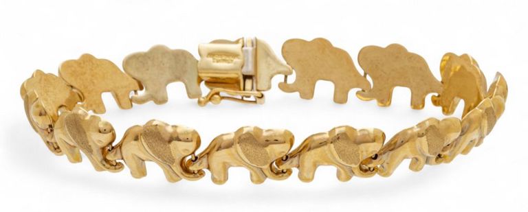 14k Yellow Gold Elephant Link Bracelet