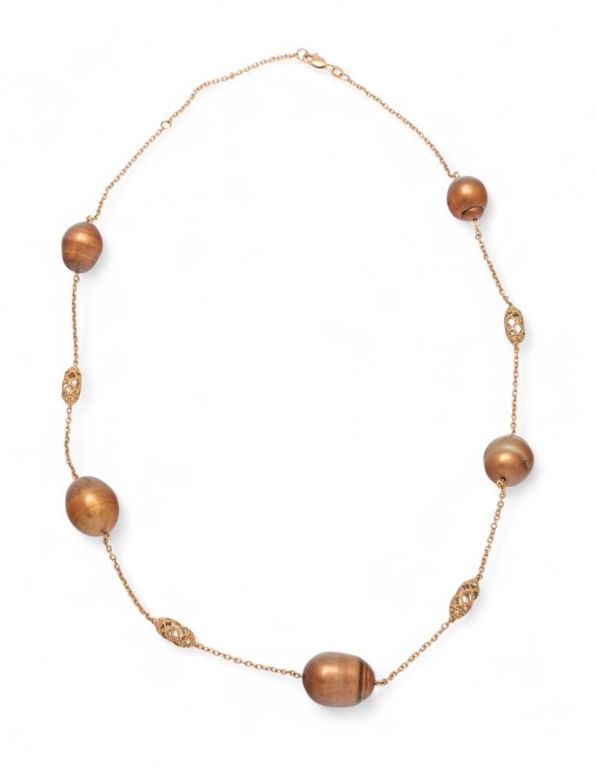 14k Rose Gold Pearl Necklace