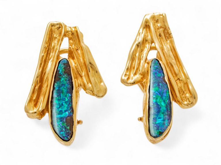Gold Opal Earrings