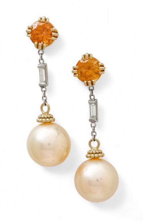 18k Gold Topaz Pearl Earrings