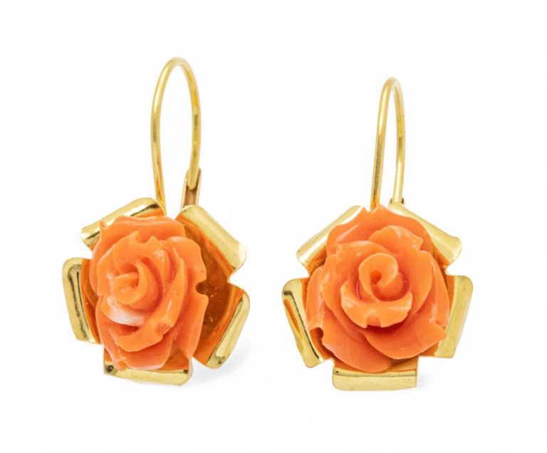 18k Gold Coral Earrings