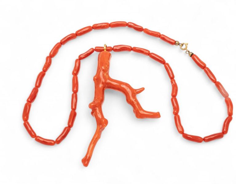 14k Yellow Gold Coral Necklace