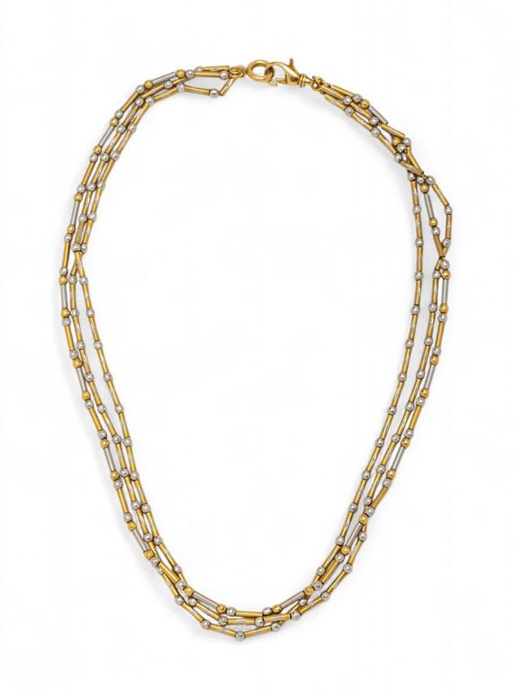 14k White and Yellow Gold Three-Strand Necklace