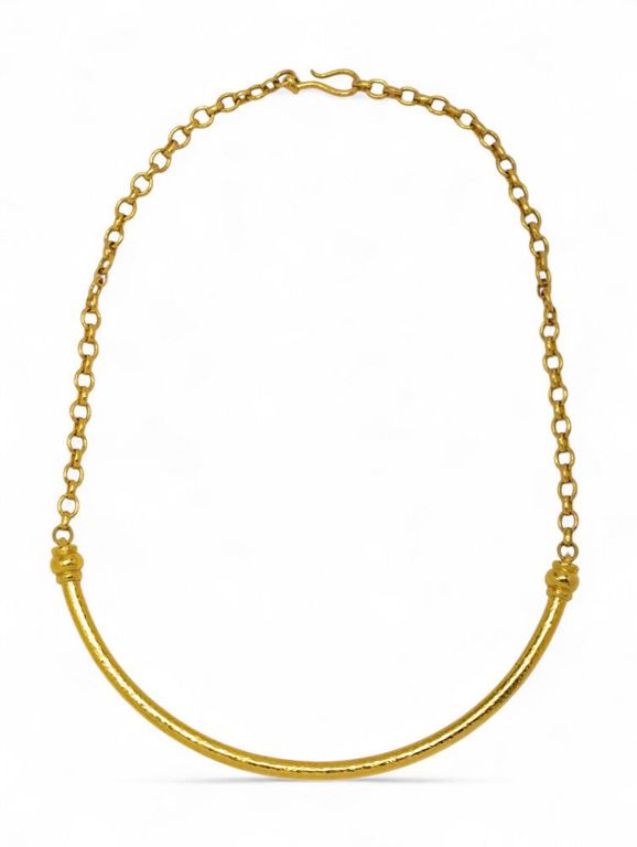 18k Gold Curved Tube Necklace