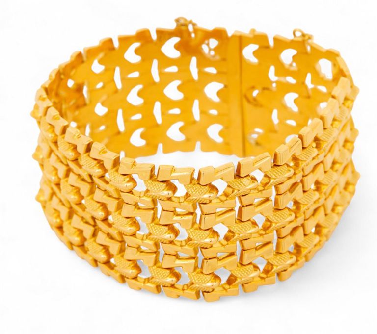 18k Gold Wide Bangle Bracelet