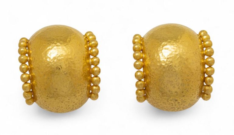 19k Gold Beaded Edge Earrings