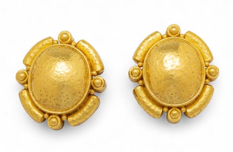 19k Gold Oval Medallion Earrings