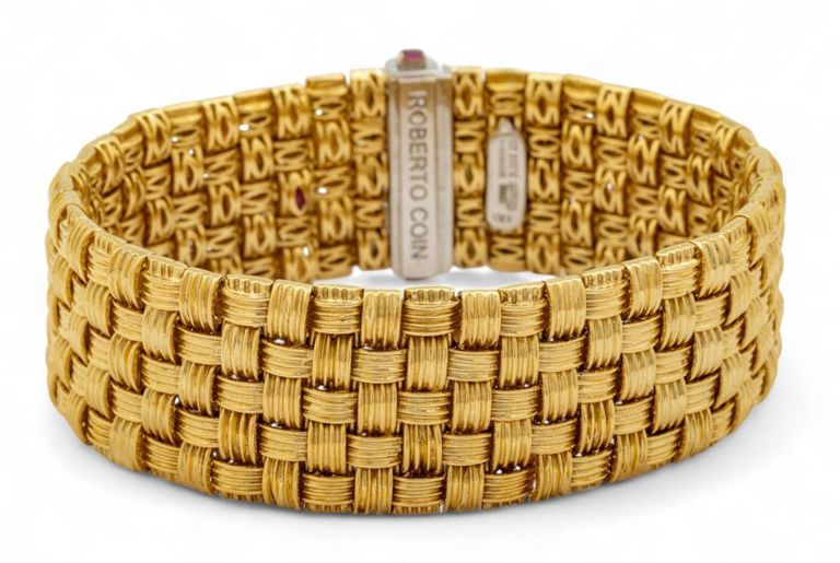 18k Gold Diamond Woven Bracelet