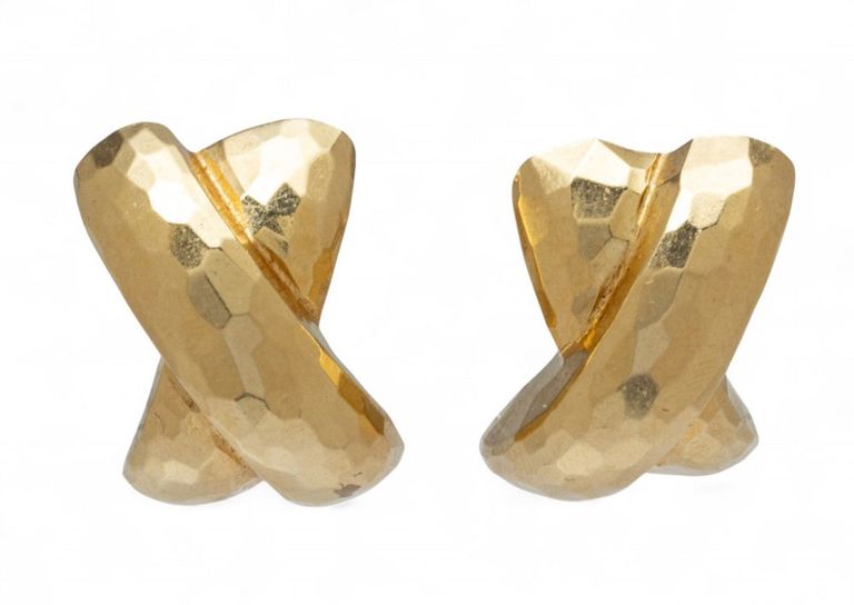 14k Gold X Form Earrings