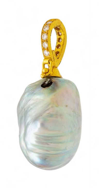 Baroque Pearl and Diamond Pendant
