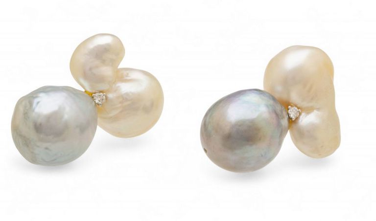 14k Gold Diamond and Pearl Earrings