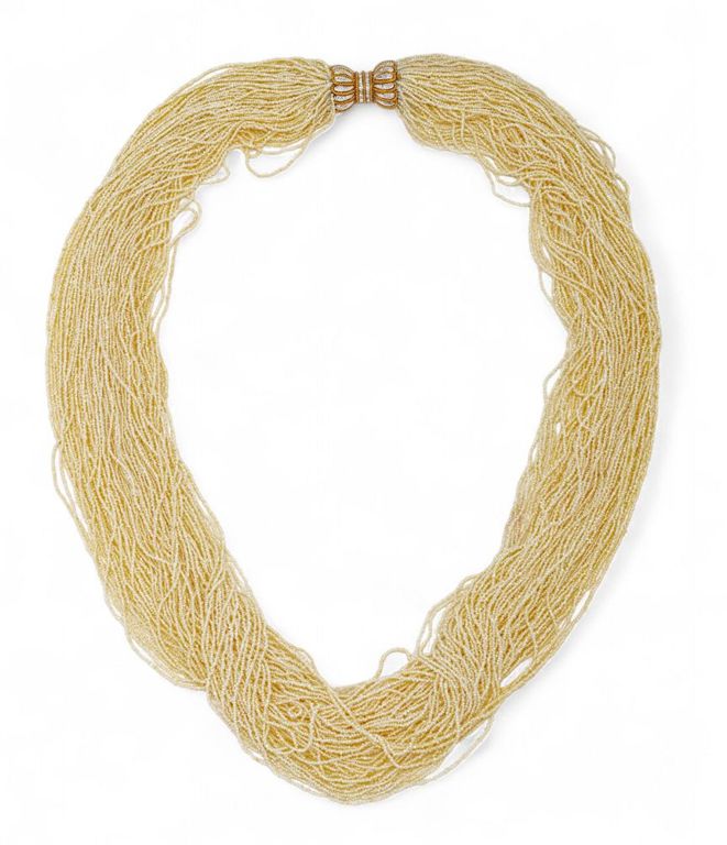 14k Gold Seed Pearl and Diamond Necklace