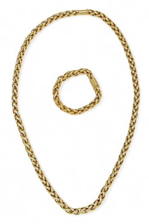 14k Gold Necklace and Bracelet Set