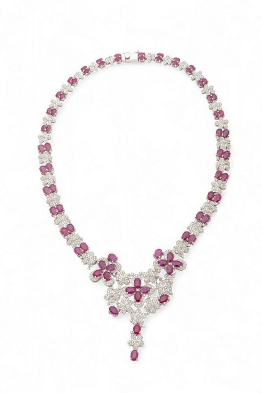 14k Gold Ruby and Diamond Necklace