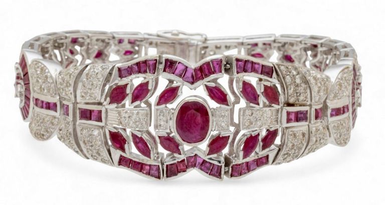 Gold Ruby and Diamond Bracelet