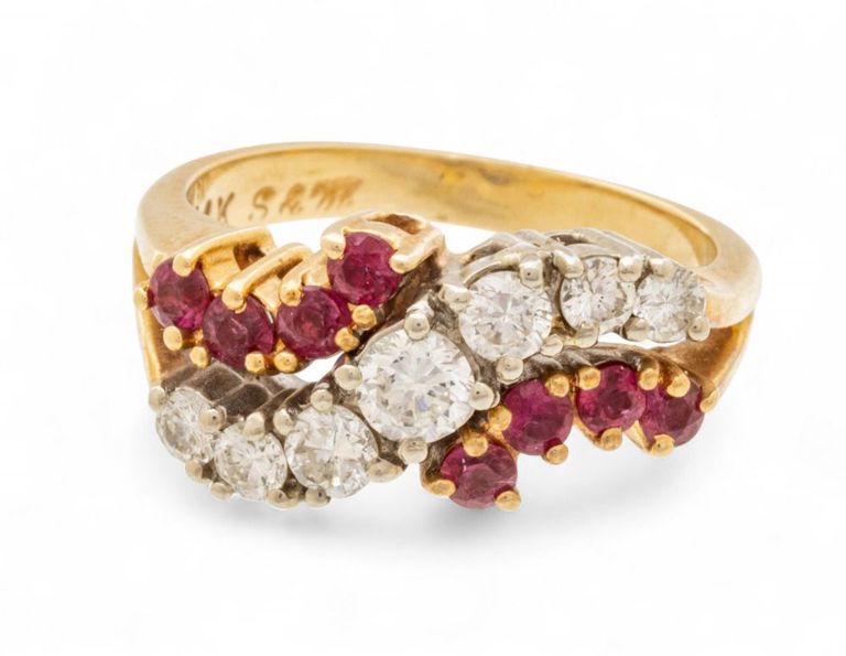 14k Gold Diamond and Ruby Ring