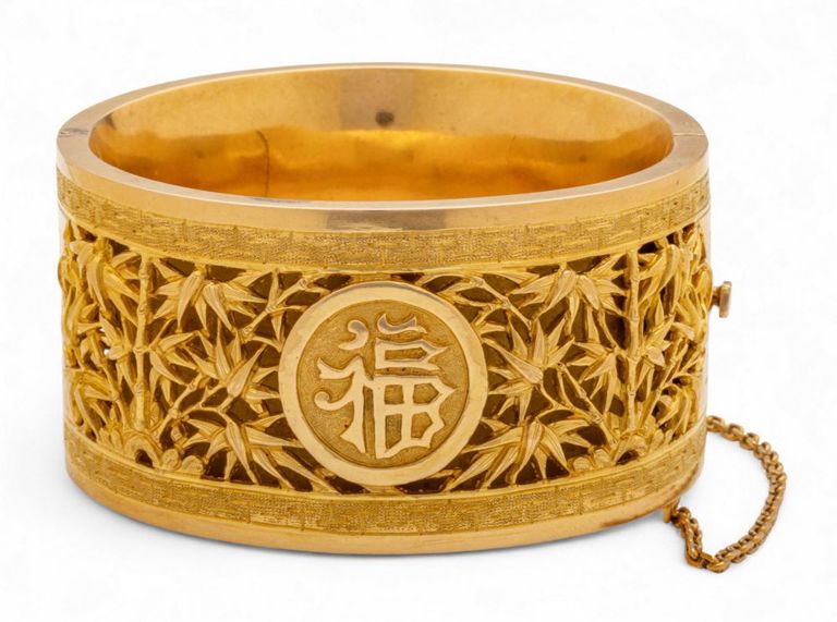18k Gold Dragon Bangle Bracelet