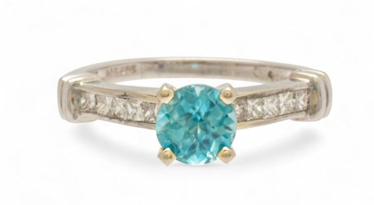 14k Gold Zircon and Diamond Ring