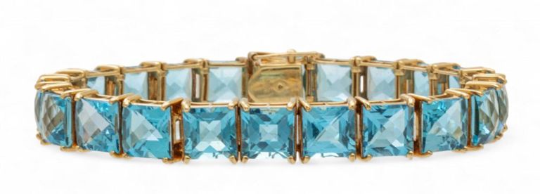 14k Gold Blue Topaz Bracelet