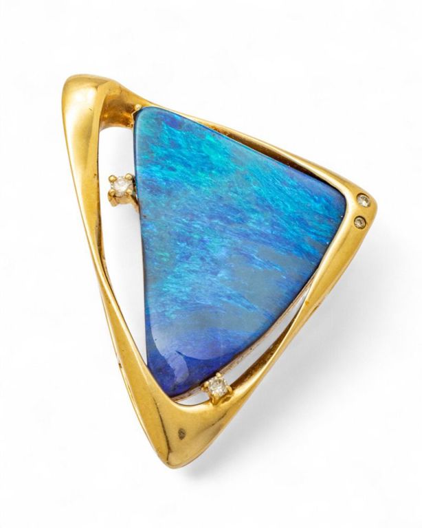 14k Gold Opal and Diamond Pendant