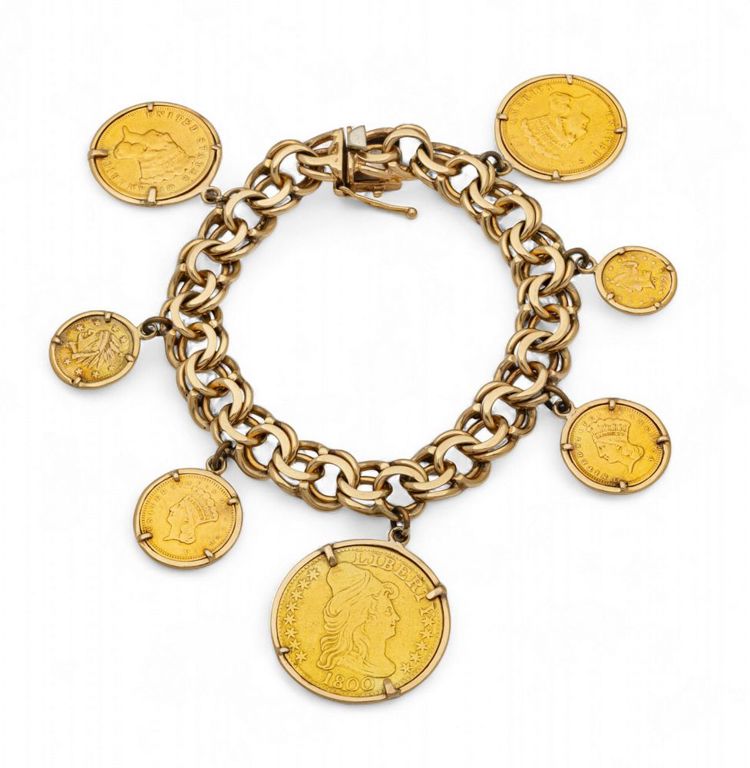 14k Yellow Gold Coin Bracelet