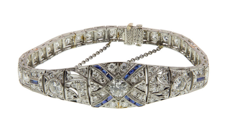 Platinum, Gold, Sapphire and Diamond Bracelet