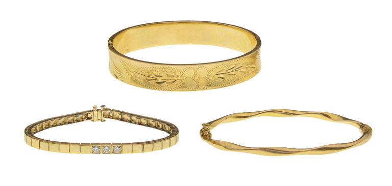 Set of 3 14k Gold Bracelets