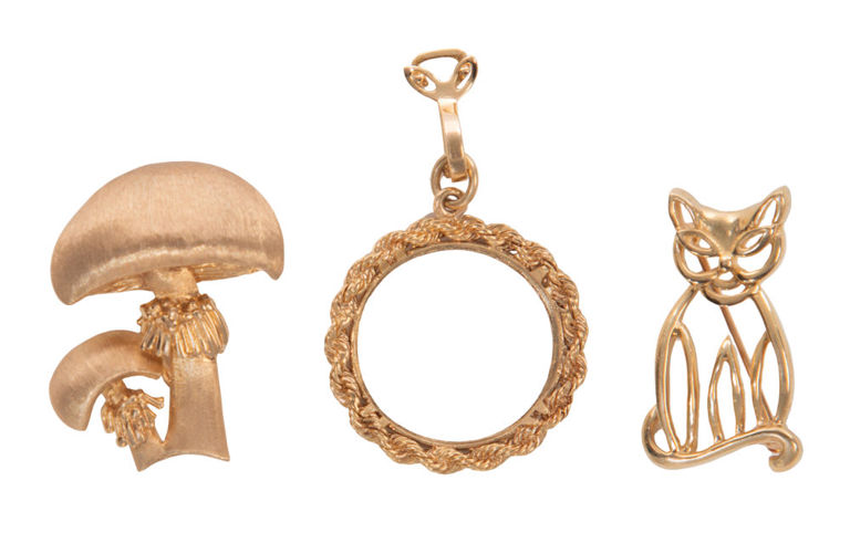 Set of 3 14k Gold Brooches