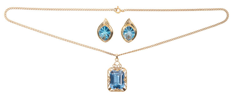 14k Yellow Gold Topaz Jewelry Set