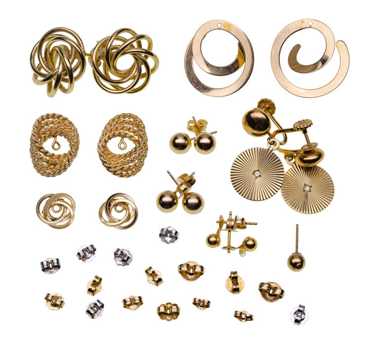 Set of 10 14k Gold Earrings and Jackets