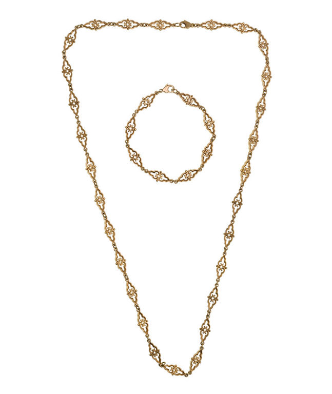 14k Gold Filigree Necklace and Bracelet