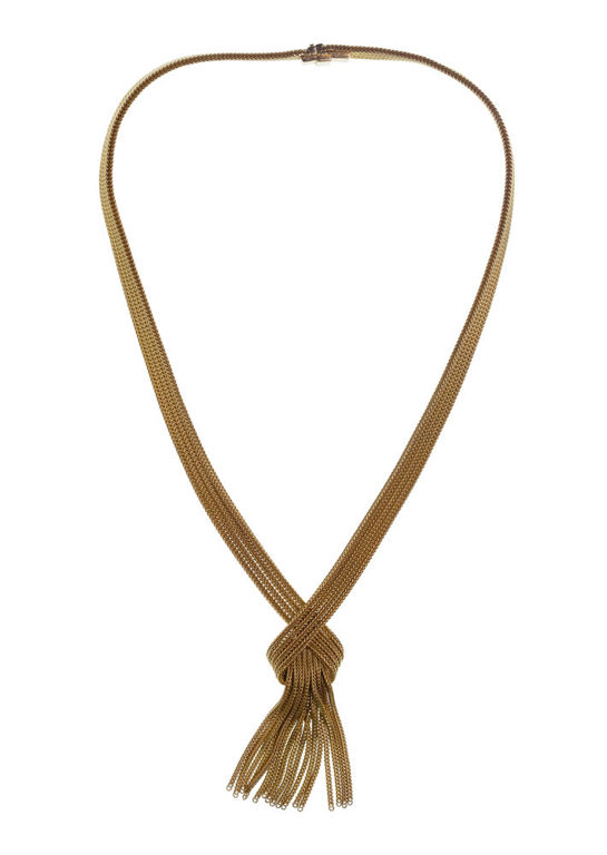 14k Gold Herringbone Fringe Necklace