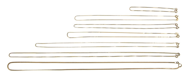 Set of 7 14k Gold Necklaces and Bracelet