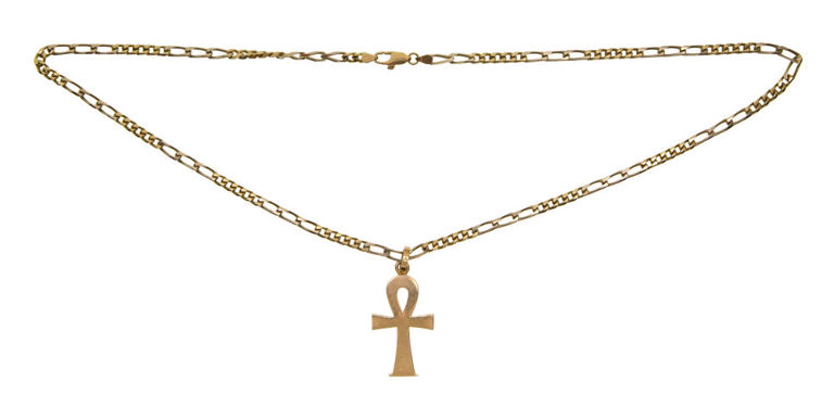 18k Gold Ankh Pendant Necklace