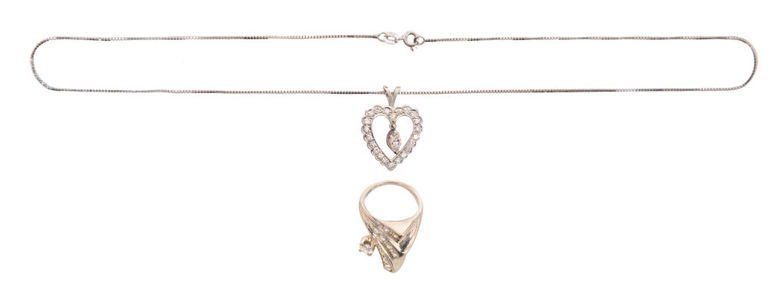14k Gold Diamond Ring and Pendant Necklace