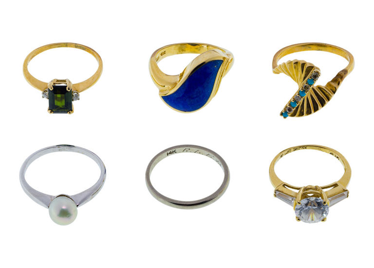 Set of 6 14k Gold Rings